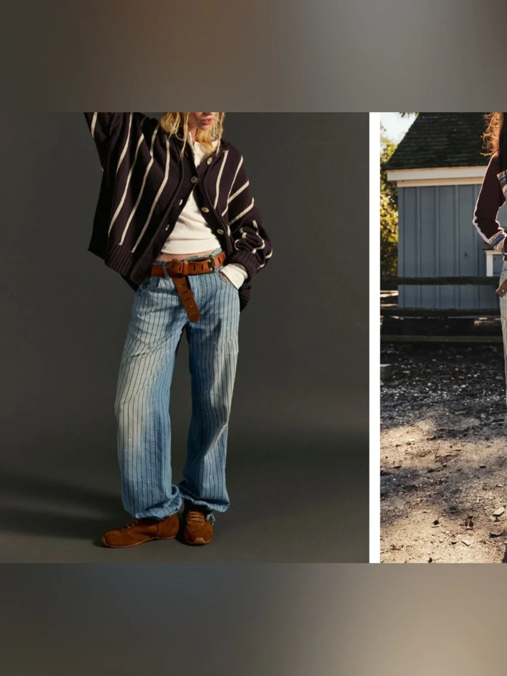 NWOT We the Free People Don't Wait Up Pinstripe Boyfriend Jeans After Hours - 25 - Picture 10 of 17